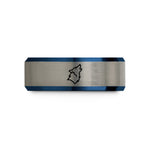 unique wedding ring sets – black & blue & silver tungsten howling wolf wedding band