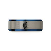 tungsten wedding ring pair – blue & grey tungsten paddleboard sup wedding band