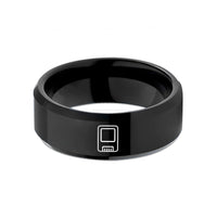 engraved wedding ring set – black tungsten solid state drive wedding band