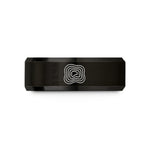 custom engraved present rings – black tungsten isobar lines wedding band