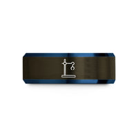 matching couple rings men – gunmetal & blue tungsten retort stand wedding band