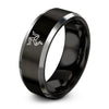 Triskelion Isle – Tungsten Wedding Band, 8 mm, Gray, Black Comfort-Fit Unisex