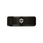 unique promise rings set – black tungsten yarrow wedding band