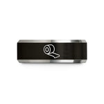 comfortable couples ring set – black & grey tungsten bandage roll wedding band