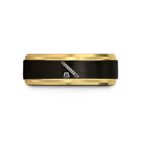matching couple ring sets – black & gold tungsten cello bow rosin wedding band