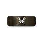 unisex engagement ring sets – gunmetal & black tungsten crossed oars rope wedding band