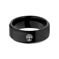 engraved bands for couples – black tungsten life knot wedding band