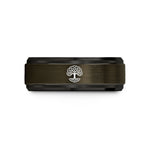 engraved bands for couples – gunmetal & black tungsten life knot wedding band