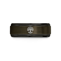 engraved bands for couples – gunmetal & black tungsten life knot wedding band