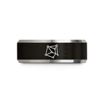 ladies wedding band set – black & gray tungsten orion constellation wedding band