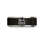 men tungsten bands comfort – black & grey tungsten steam locomotive wedding band