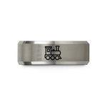 comfort fit rings men – black & gray tungsten steam locomotive wedding band