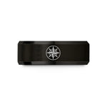 unisex promise ring set – black tungsten compass circle wedding band