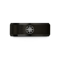 unisex promise ring set – black tungsten compass circle wedding band