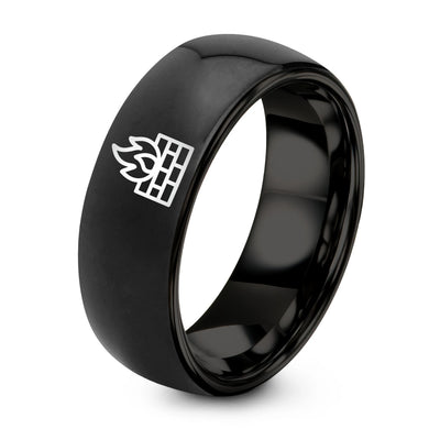 Firewall Brick Wall – Tungsten Wedding Band, 8 mm, Black Comfort-Fit Unisex