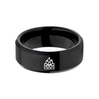 custom engagement ring sets – black tungsten firewall brick wall wedding band
