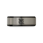 engraved wedding band sets – black & blue & gray tungsten griffin wedding band