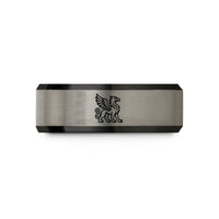 engraved wedding band sets – black & blue & gray tungsten griffin wedding band