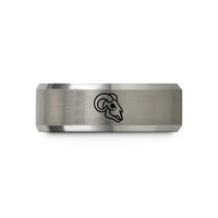 matching wedding bands set – black & grey tungsten ram skull wedding band