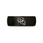 engraved rings for couples – black tungsten ram skull wedding band