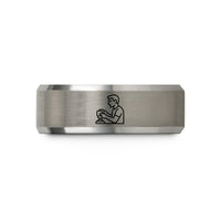engraved rings for couples – black & grey tungsten detailer polisher wedding band