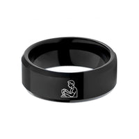 custom engraved promise rings – black tungsten detailer polisher wedding band