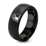 His And Hers Gift Ideas – black tungsten empty tomb sunrise ring