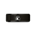 couples matching rings – black tungsten empty tomb sunrise wedding band