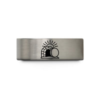 engraved wedding bands – gold & silver tungsten empty tomb sunrise wedding band