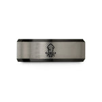 unique couple ring presents – black & blue & gray tungsten giant squid wedding band