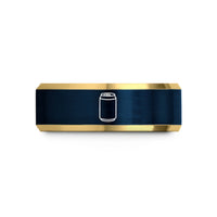 couples present exchange ideas – gold & blue tungsten soda can wedding band