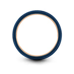 couples present exchange ideas – soda can engraving on rose gold & blue tungsten wedding band
