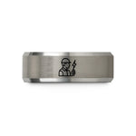 personalized couple rings – black & silver tungsten electrician silhouette wedding band