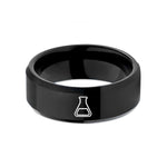 matching bands for pairs – black tungsten erlenmeyer flask wedding band