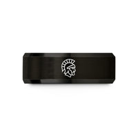 matching bands for partners – black tungsten spartan helmet wedding band