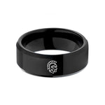 unique couples ring sets – black tungsten spartan helmet wedding band