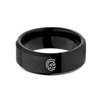 unique couples ring sets – black tungsten spartan helmet wedding band