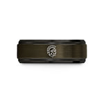 his and hers jewelry – gunmetal & black tungsten spartan helmet wedding band