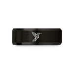 unique couple present ideas – black & rose gold tungsten hummingbird wedding band
