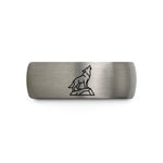 engraved couple ring ideas – black & silver tungsten howling coyote wedding band