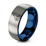 His And Hers Gifts Jewelry – blue & grey tungsten howling coyote ring