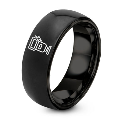Flash Speedlight – Tungsten Wedding Band, 8 mm, Black Comfort-Fit Unisex