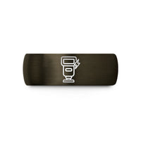 engraved rings for couples – gunmetal & black tungsten flash speedlight wedding band