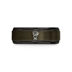 engraved rings for couples – gunmetal & black tungsten flash speedlight wedding band