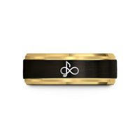 matching couples wedding bands – black & gold tungsten infinity music note wedding band