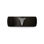 matching tungsten rings set – black tungsten md caduceus wedding band