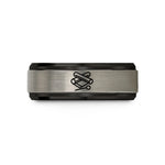 personalized engraved couple rings – black & grey tungsten tubular bells mallet wedding band