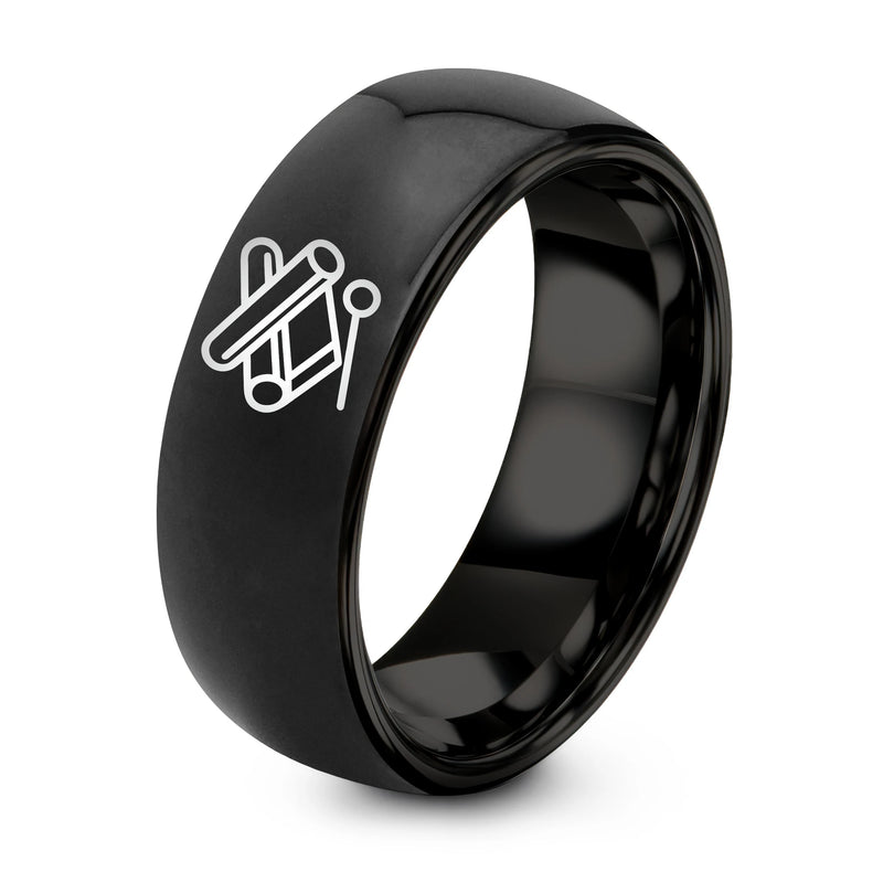 Tubular Bells Mallet – Tungsten Wedding Band, 8 mm, Black Comfort-Fit Unisex