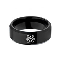 engraved rings for couples – black tungsten tubular bells mallet wedding band