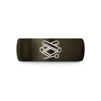 engraved rings for couples – gunmetal & black tungsten tubular bells mallet wedding band